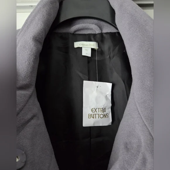 NWOT Garnet Hill Gray Ribbon Candy Ruffle Front Wool Coat Size 18 - Picture 12 of 16